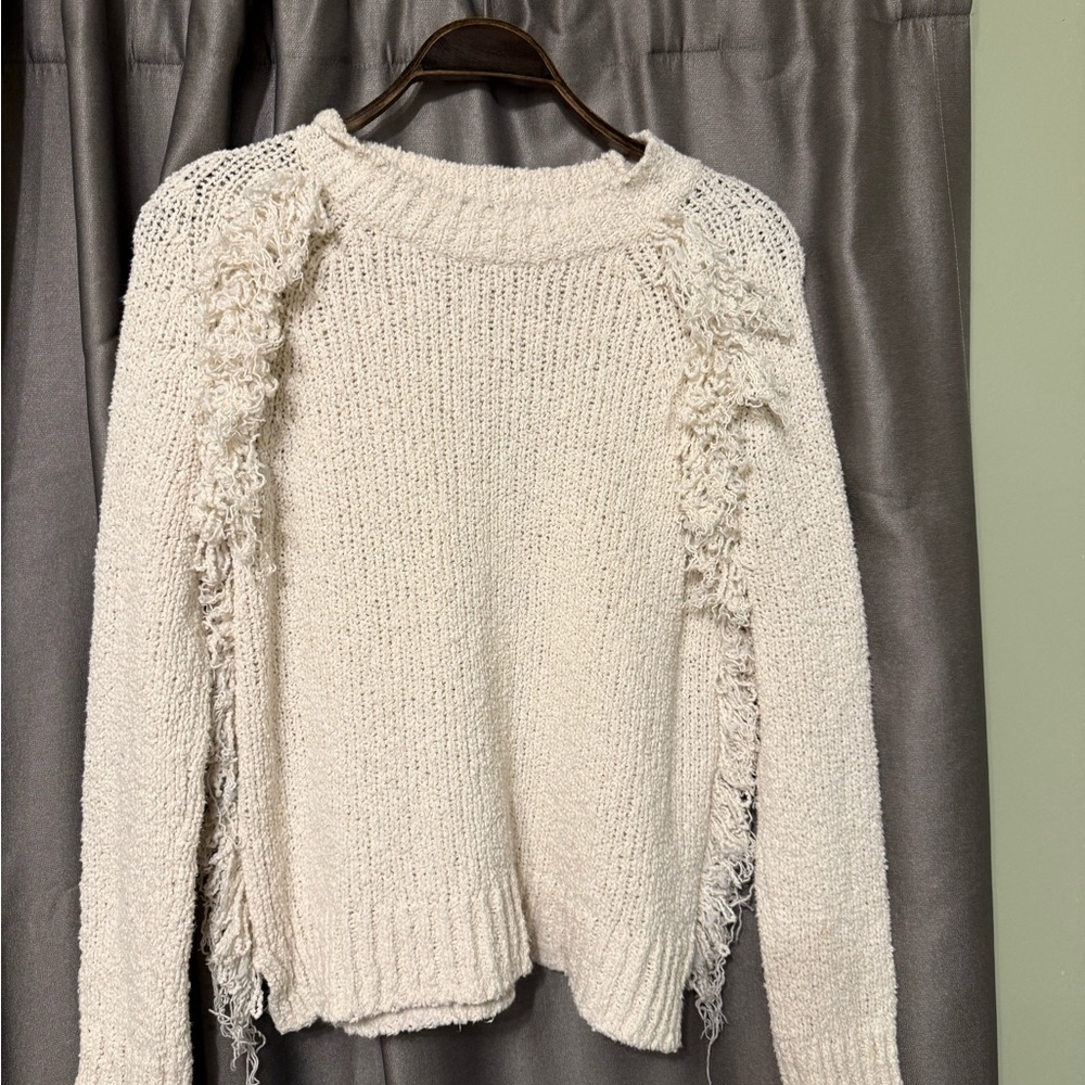 Madewell Ivory Fringe Detail Sweater